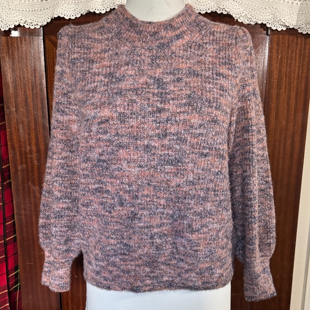 Madewell Pink and Gray Crew Neck Sweater